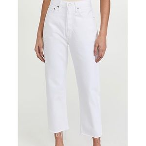 Cotton:on NWT White Petite Straight Jeans High Waist Raw Hem Size 4